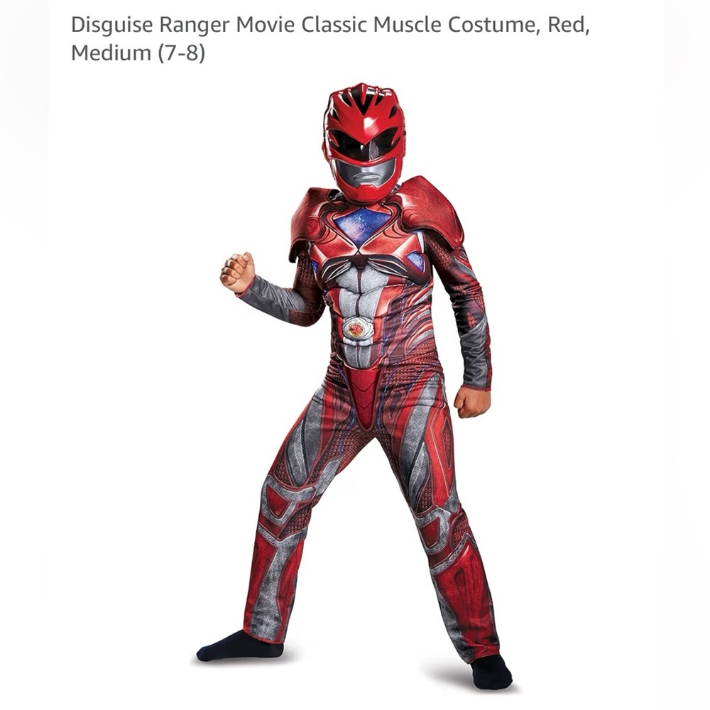 NWOT Power Rangers Muscle Costume - Red size M (7-8). Disguise Style 19073K.